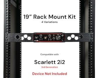 Rack Mount Kit for Focusrite Scarlett 2i2 3rd Gen - 19” 1.5U PETG Brackets with Straps, Studio Recording Rack Accessory, 4 Variations