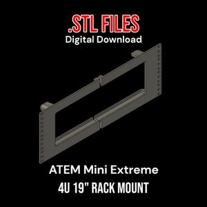 以下が含まれることがあります： ATEM Mini Extreme用の3Dプリントラックマウント。STLファイルはデジタルダウンロードできます。ラックマウントは4Uで幅19インチ（48.3cm）です。