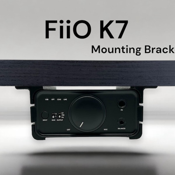 FiiO K7 Under Desk Audio Mounting Bracket, Reversible Retention Security Clips, Made to Fit, Screws included.