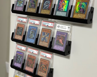 1-3 Slot Expandable TCG Display for Graded Cards; Desk or Wall Mount; Command Strips Included; Fits Hard Sleeves; Single, Double, Triple