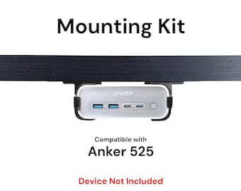 Desk Mount Kit for Anker 525 Charger - Under Desk Mount Brackets with Reversible Clips - Secure Mounting Accessories