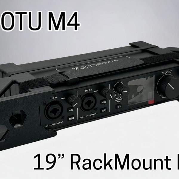Motu M4 19inch Rack Mount Kit - Strong PETG Brackets, Elastic Bands, Strap - Studio Recording Accessories & Rack Mounting - Easy Assembly