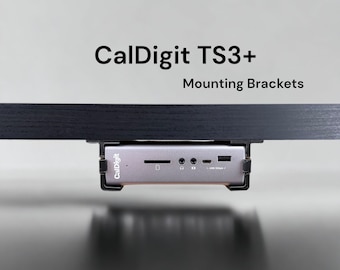CalDigit Thunderbolt Station 3 Plus TS3+ - Desk Mounting Bracket | Reversible Retention Security Clips | Snug Fit | Battery Holder Available