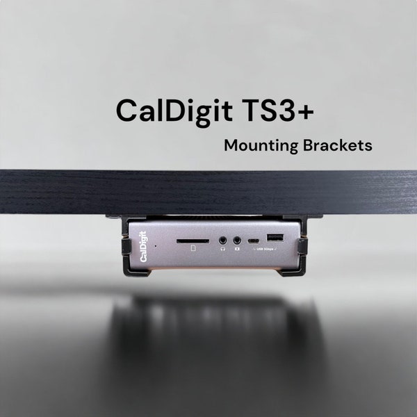 CalDigit Thunderbolt Station 3 Plus TS3+ - Desk Mounting Bracket | Reversible Retention Security Clips | Snug Fit | Battery Holder Available