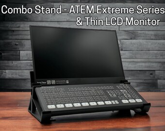 Combo Stand for Blackmagic ATEM Mini Extreme Series and LCD Monitor Stand with 4 Attachment Slots - Snug Fit, Non-slip feet included