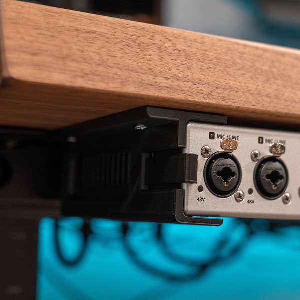 RME Fireface UCX II - Desk Mounting Bracket | Reversible Retention Security Clips | Snug Fit | Screws included.