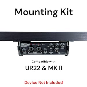 Puede incluir: Un kit de montaje negro para la interfaz de audio Steinberg UR22 mkII. El kit es compatible con los modelos UR22 y MK II. El dispositivo no está incluido.