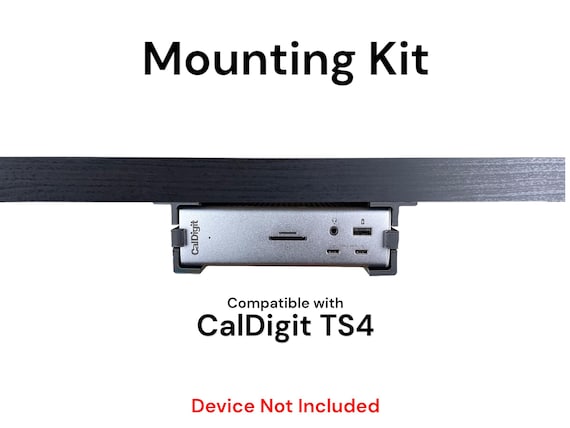 Desk Mount Kit for CalDigit Thunderbolt Station 4 & 5 TS4 TS5 - Mounting Brackets with Reversible Retention Clips - Under Desk Mount