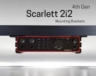 Focusrite Scarlett 2i2 (4th Generation) Desk Mounting Bracket | Reversible Retention Security Clips | Snug Fit | Screws included.