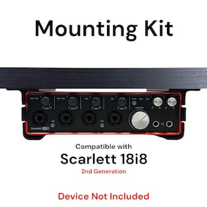 以下が含まれることがあります： 赤いFocusrite Scarlett 18i8 2nd Generationオーディオインターフェース用の黒いマウントキット。このキットはScarlett 18i8 2nd Generationと互換性があります。デバイスは含まれていません。