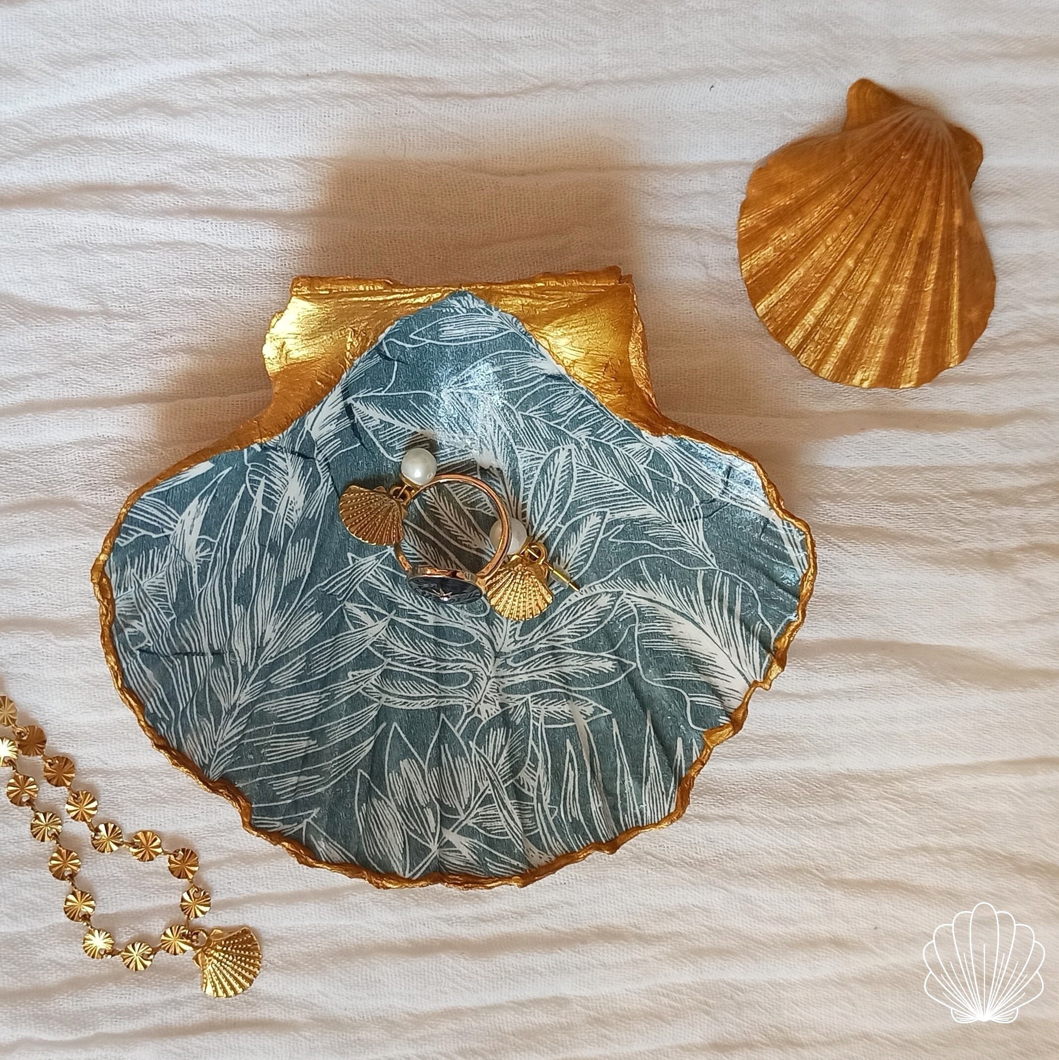 Coupelle Pour Bijoux/Vide-Poches Coquillage - Feuilles Tropicales