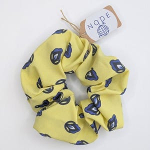 Olivades Provençal pattern blue and yellow hair scrunchie
