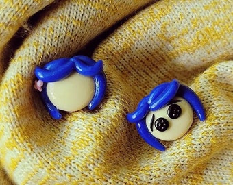 Coraline Stud Earrings Pair - Polymer Clay