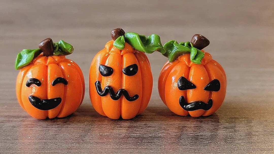 Mini Jack-o-lanterns (set of Three), Halloween Decor - Polymer Clay - Etsy