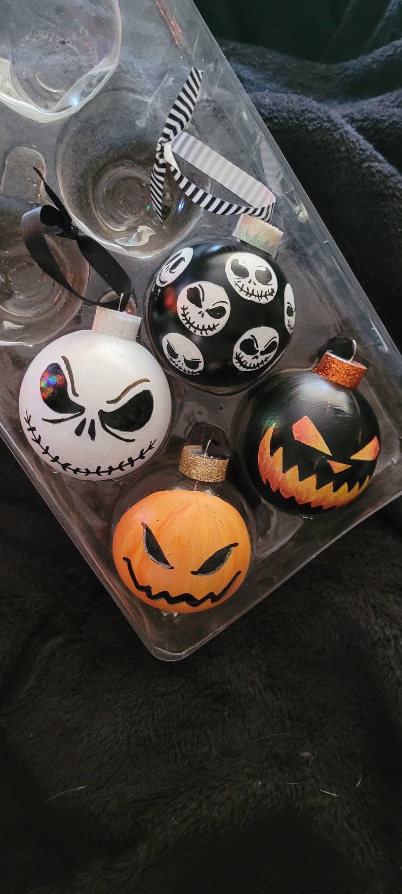 Nightmare Before Christmas Glass Ornament Set of of 4 Halloween Tree or