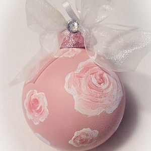 VALENTINE&#39;S Day Tree Decor | Handpainted Pink and White Deluxe Ornament Set