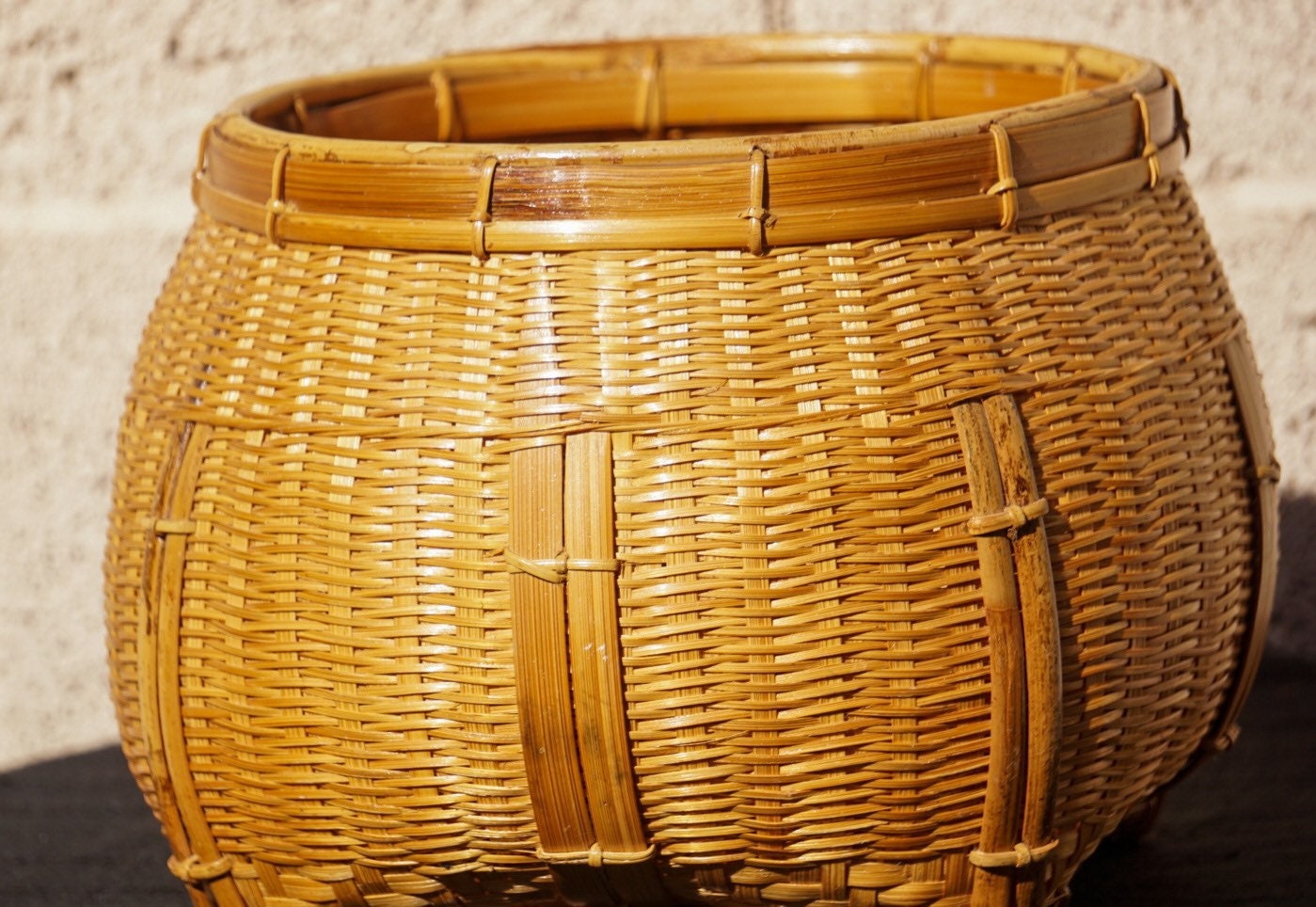 Rattan Basket. Cesta de bambú. Vintage. Cesta de mimbre. Cesta | Etsy