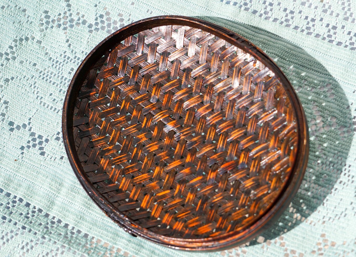 Rustic Black Woven Basket with Lid Vintage Storage Basket Etsy