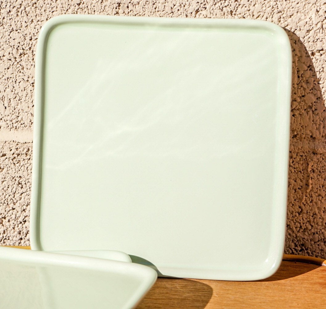 Stoneware. Square Plate. Modern Vintage. Made In Vietnam. Etsy