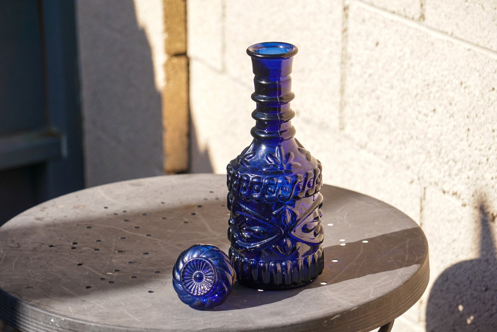 Blue Glass Decanter Blue Jim Beam Bottle Vintage Decanter. Etsy