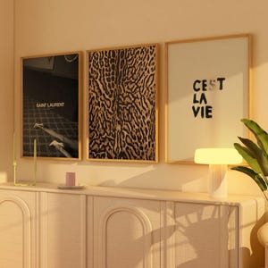 3 Leopard Print Saint Laurent Prints, YSL Print, Cest La Vie Print, Three Cool and Trendy Prints for Room, Leopard Print, Bundle Prints