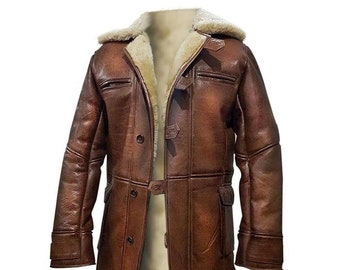 Abrigo de hombre Chaqueta de cuero genuino marrón