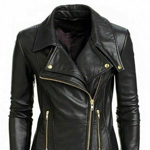 Women&#39;s  Black Slim Fit Leather Jacket