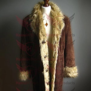 Leather Coat Suede long Trench Coat Afghan Penny Lane Coat 70s Suede long coat trim outerwear coat topshop afghan coat hippie fur coat