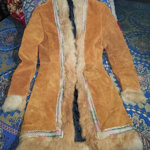Topshop Retro Afghan Penny Lane Coat Genuine Suede Leather coat with Fur with beautiful trim