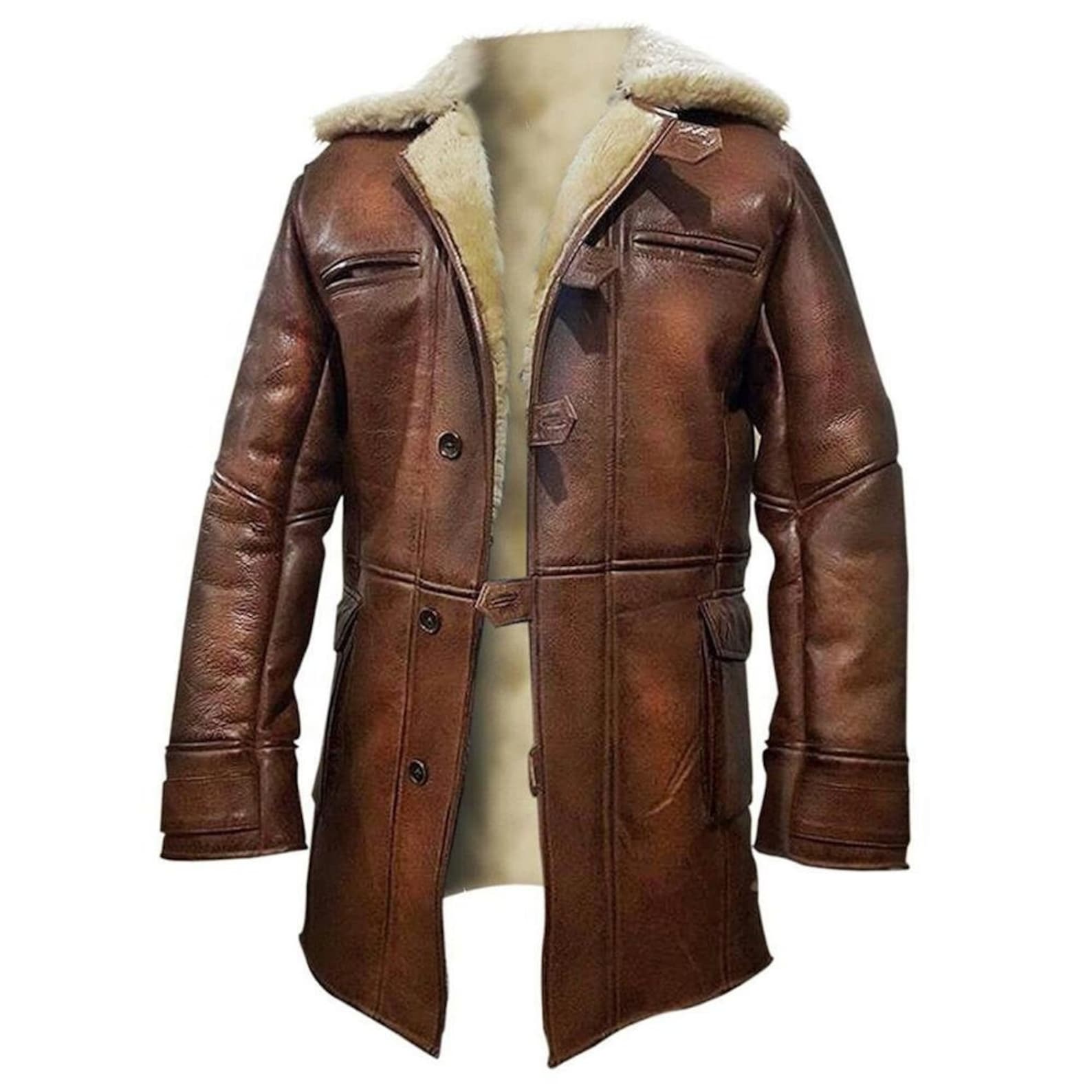 Classic Mens Brown Leather Coat main image 0