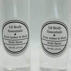 Black Amber & Musk Body Spray ~ Cologne, Body Spray, Body Splash, Fragrances, Perfume, Amber, Musk, Unisex, Floral, Warm