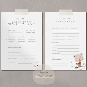 Baby Shower Juego de adivinanzas y tarjeta de deseos DESCARGA DIGITAL ? Juego de adivinanzas juegos baby shower baby party KOALA