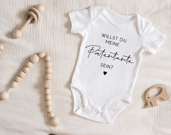 Babybody Patentante fragen Baby Body Überraschung Willst du Patentante | Patenonkel | Geschenk | Schwangerschaft verkünden Bodysuit