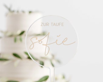 Cake Topper Taufe Acryl Personalisiert mit Name | ZUR TAUFE