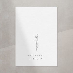 Mutterpasshülle personalisiert mit Namen & Geburtsdatum Blumen Boho Modern
