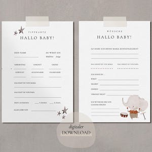 Baby Shower Juego de adivinanzas y tarjeta de deseos DESCARGA DIGITAL ? Juego de adivinanzas juegos baby shower baby party ELEFANTE