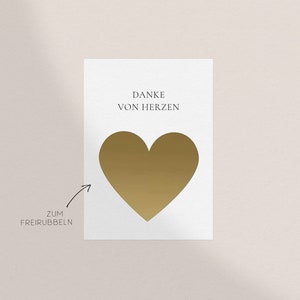 Rubbelkarte Danke von Herzen | Rubbellos Gutschein zum Selber Ausfüllen Geburtstag Dankeskarte Danke Dankeschön Weihnachten Geschenkidee