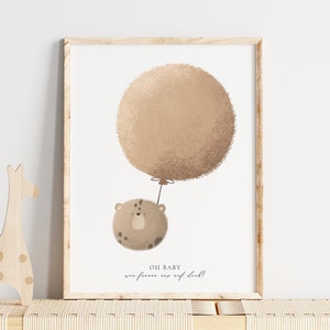 Gästebuch Poster Babyparty Babyshower Deko Spiele BROWN BEAR
