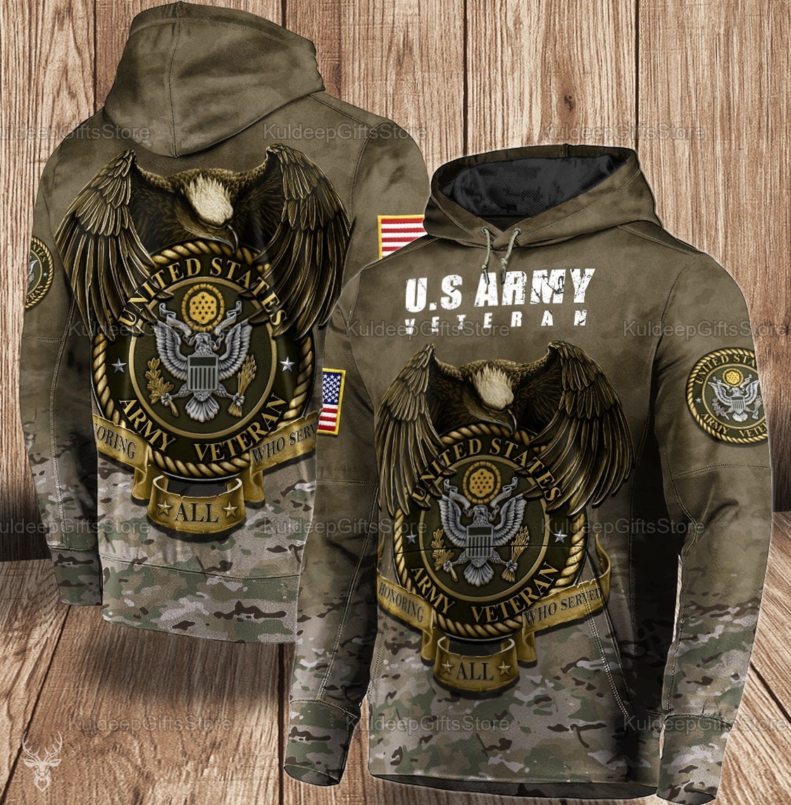 U.S Army Veteran Camo Pullover Hoodie Military Hoodie Camo | Etsy