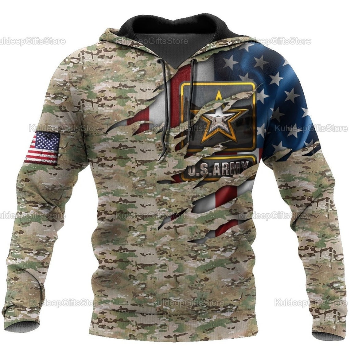U.S Army Camo Flag Hoodie Army Camo Hoodie Be Brave Limited | Etsy