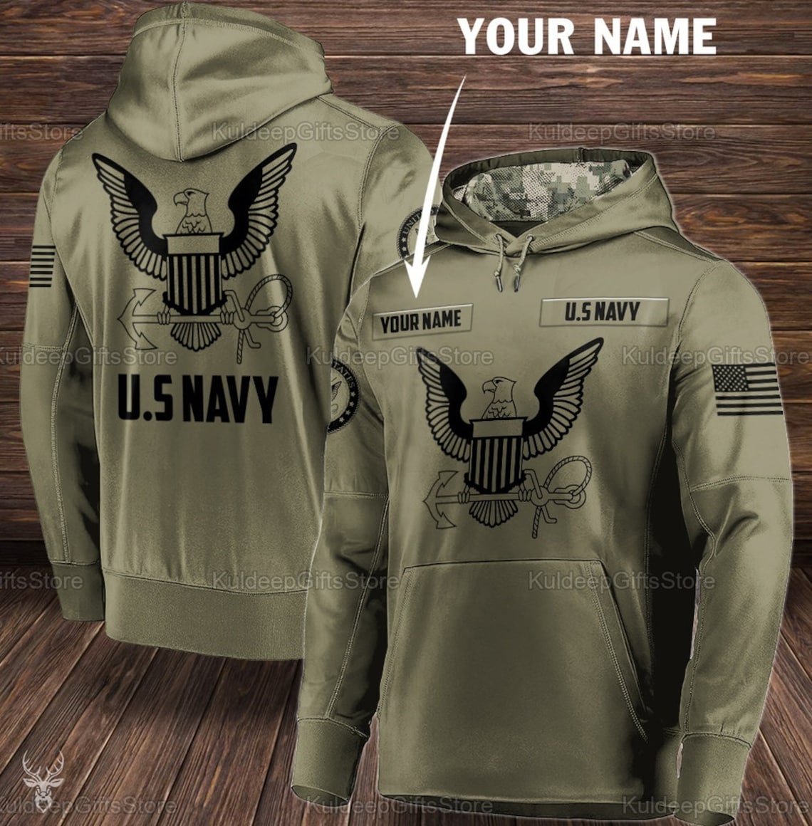 Personalized U.S Navy NFL Military Hoodie Unisex Pullover | Etsy