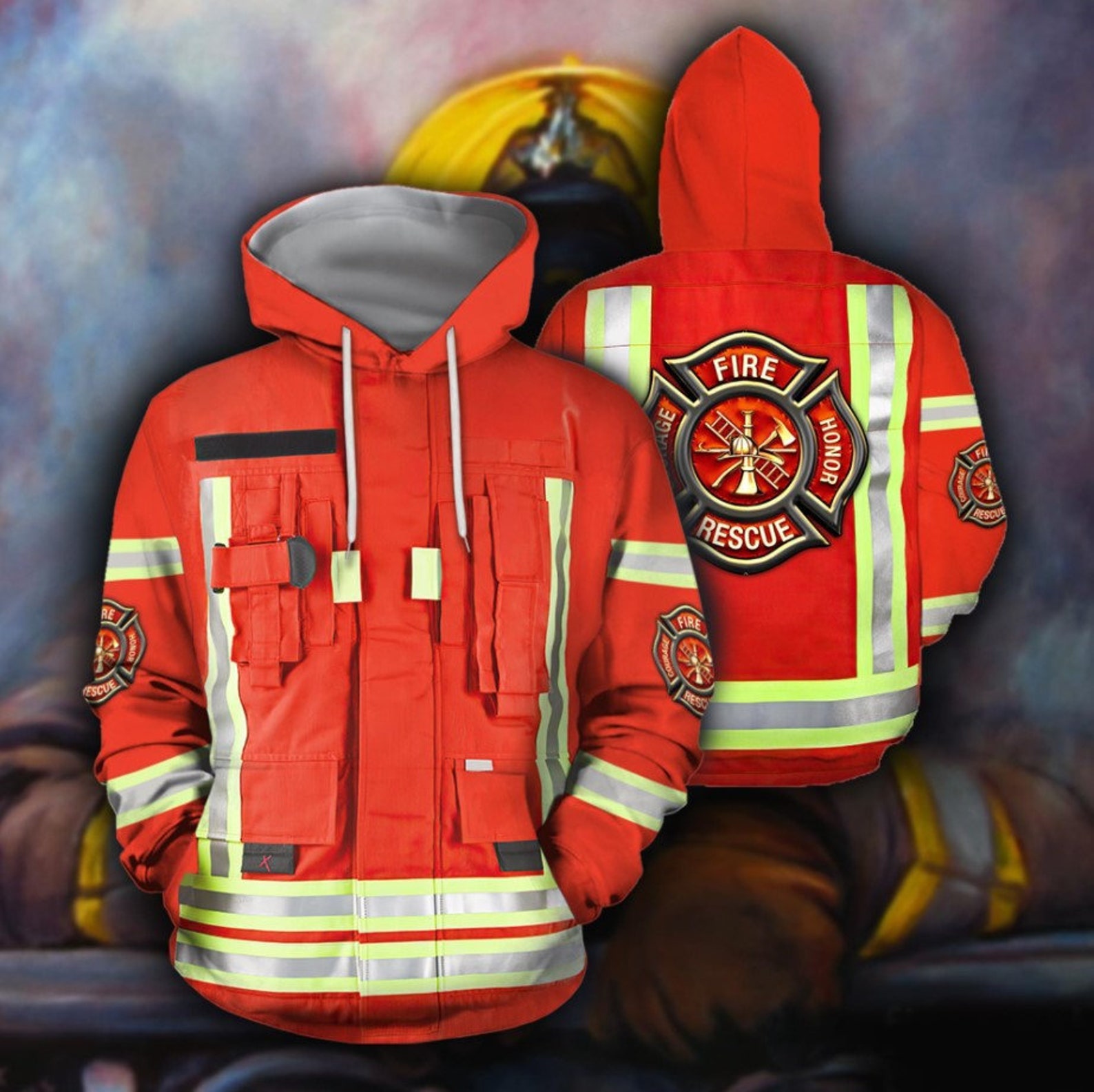 US Firefighter Hoodie Firefighter Hoodie Uniform Hoodie Etsy