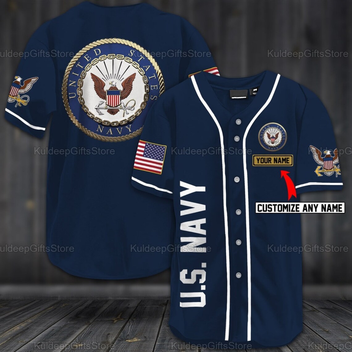 Personalized U.S Navy Baseball Jersey Colorful Military Etsy