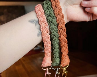 Wristlet Keychain | Braids | Macrame Wristlet | Wristlet Keychain Wallet | Macrame Wrist Lanyard | Handmade | Boho Decor | Cute Boho