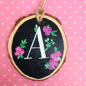 Hand Painted Personalised Initial Hanging Wood Slice