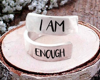 I Am Enough Affirmation Encouragement Twist Ring