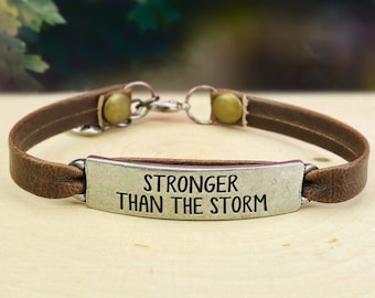Stronger Than the Storm Leather Bracelet