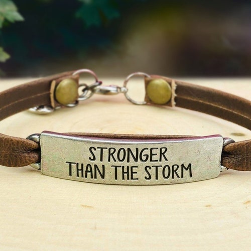 Stronger Than the Storm Leather Bracelet Etsy
