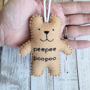 Peepee poopoo bear funny holiday ornaments decorations, gifts for men for  wife husband kids, white elephant exchange ideas, funny handmade