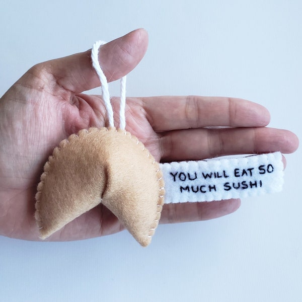 Fortune Cookie Ornament you will eat so much sushi felt Christmas ornaments - funny Christmas tree decorations - holiday gifts for him